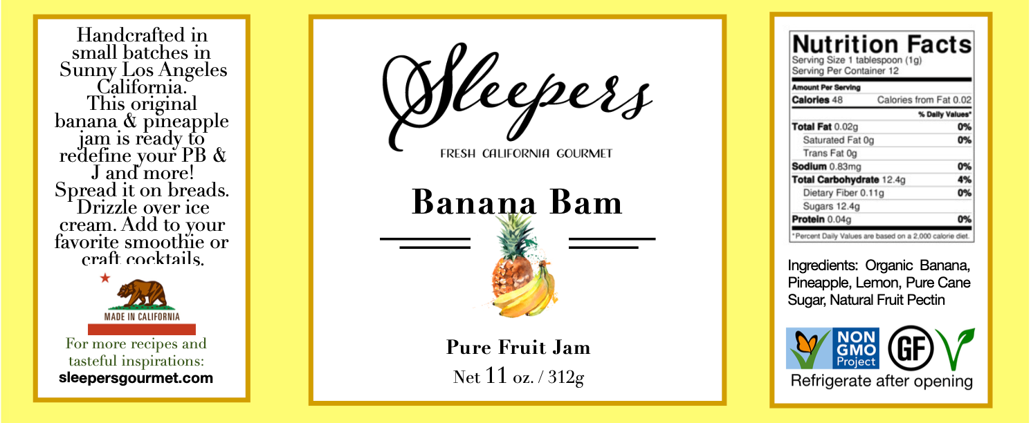 Banana Bam Gourmet Jam Label