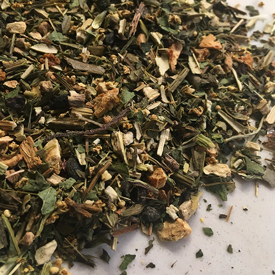 Loose leaf Be Well tea blend with echinacea, green tea and other organic herbs.  