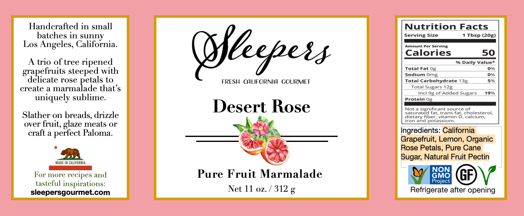 Desert Rose Grapefruit Marmalade Label