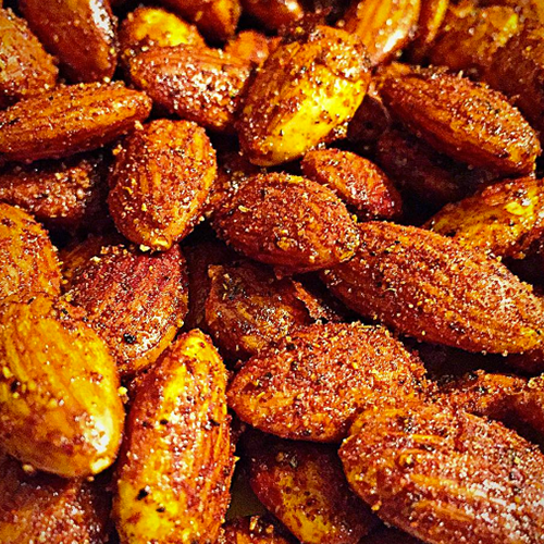 The Original seasoning from Sleepers Gourmet used to dust roasted almonds for a healthy snack. 